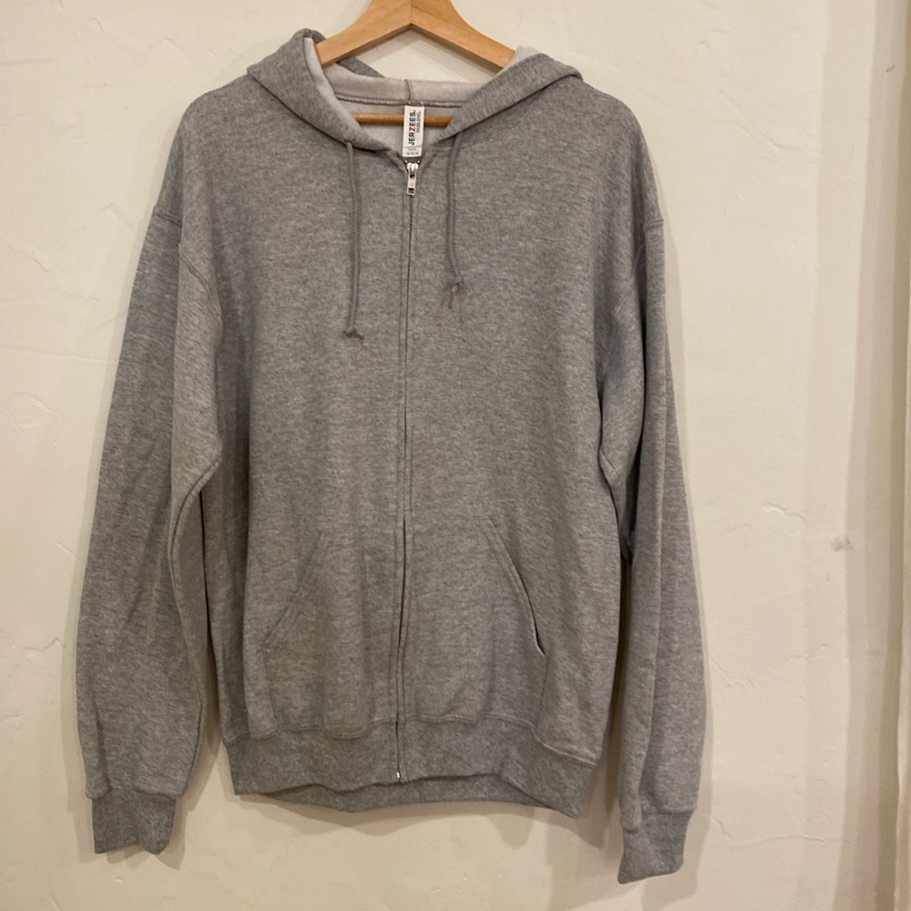 Jerzees Gray Full-Zip Hooded Sweatshirt‎